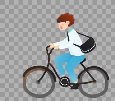 骑自行车上学的学生图片素材免费下载