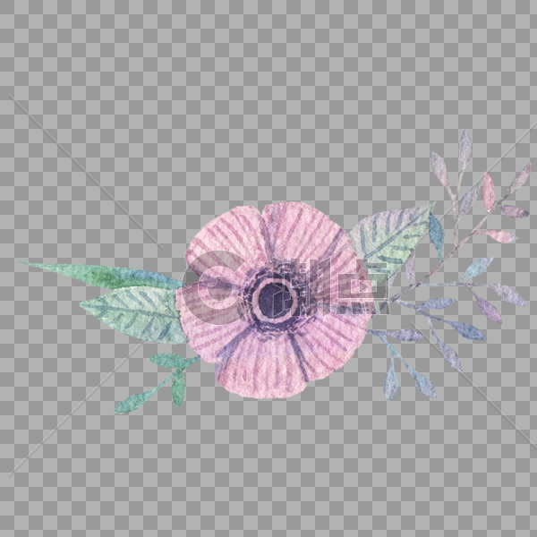 粉色花朵叶子组合图片素材免费下载