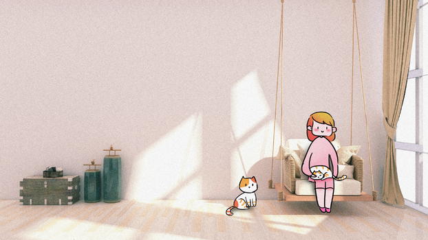 假日阳光与猫咪创意摄影插画图片素材免费下载