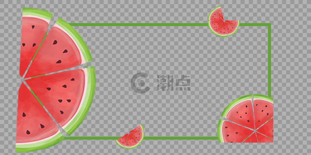 小清新处暑西瓜主题边框图片素材免费下载