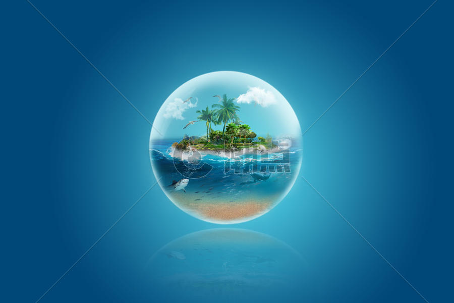 气泡里的海岛图片素材免费下载