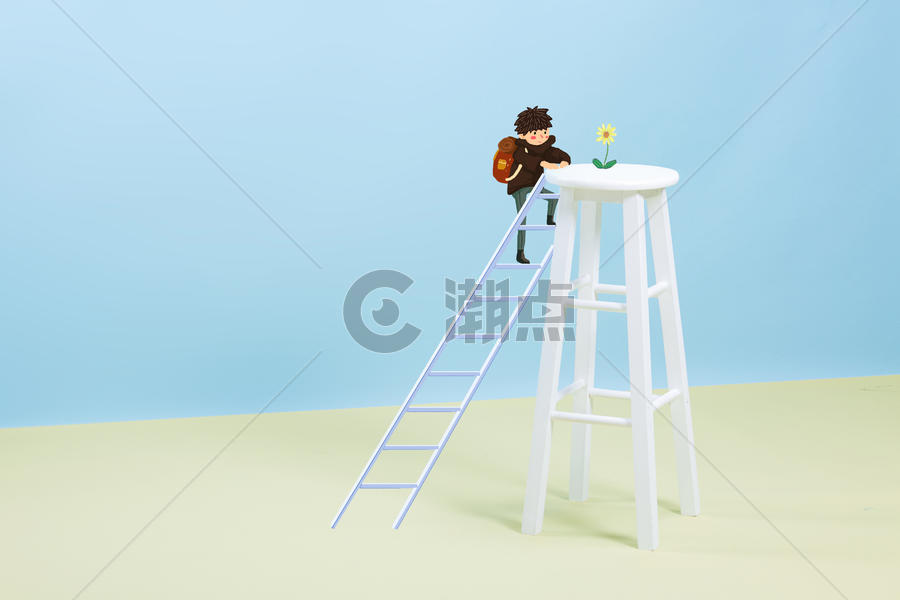 爬梯子的男孩图片素材免费下载