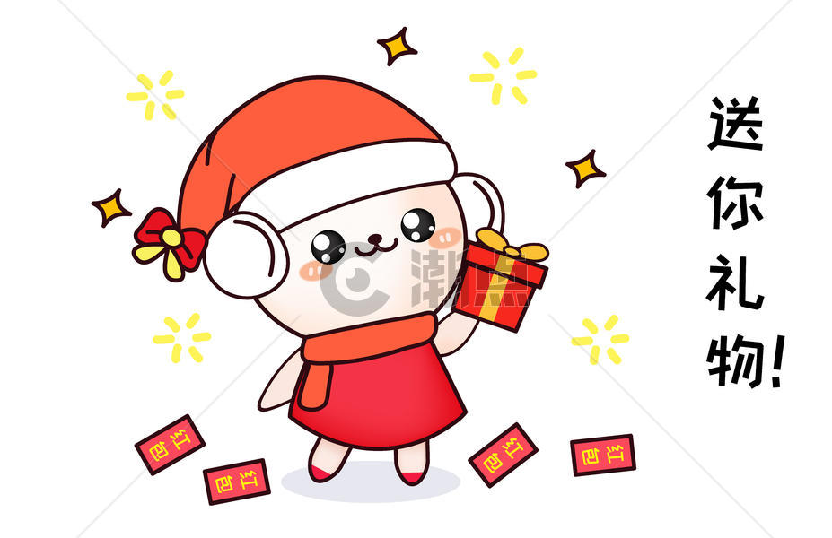 甜咪兔卡通形象圣诞节配图图片素材免费下载