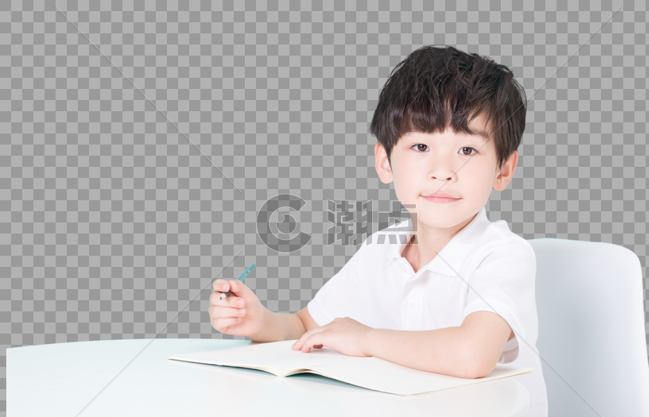 在书桌前学习的小男孩儿童教育图片素材免费下载