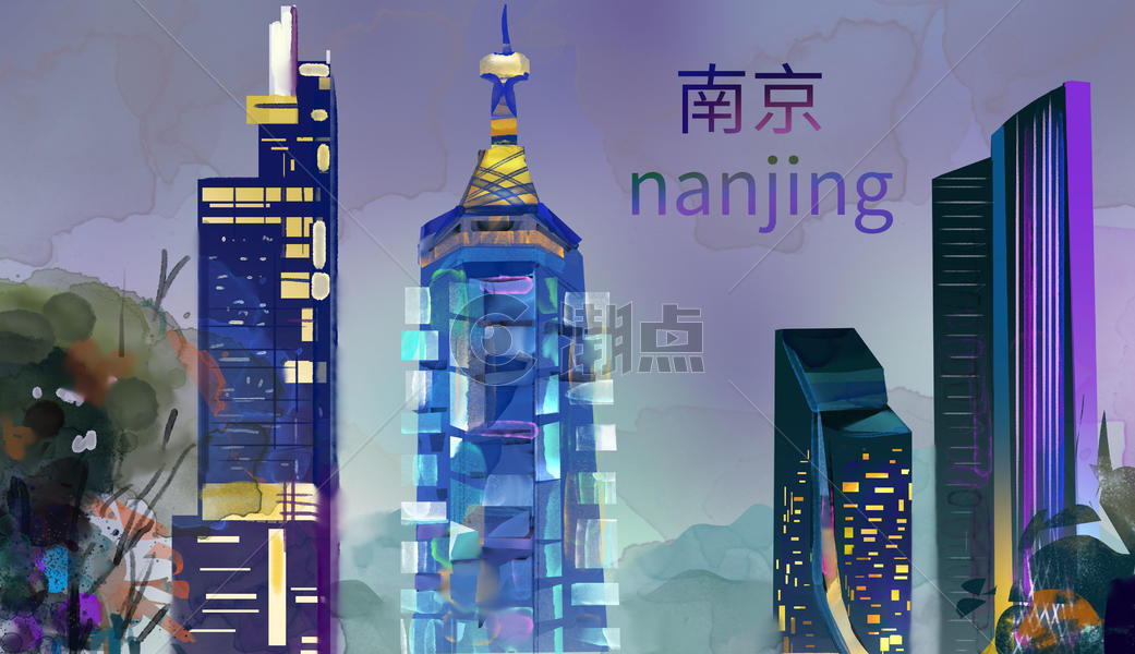 国际中国风地标插画图片素材免费下载