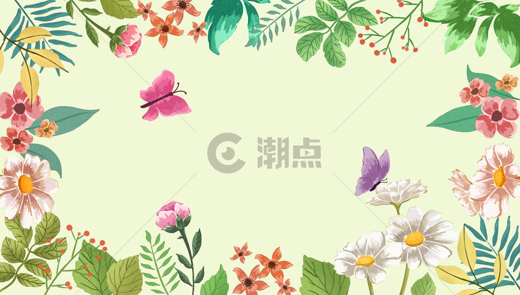 清新花卉植被插画图片素材免费下载