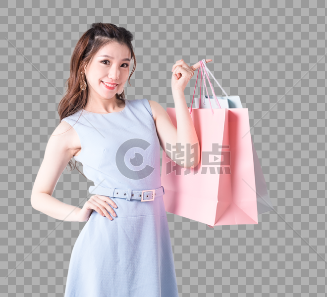 购物狂欢展示购物袋的女性图片素材免费下载