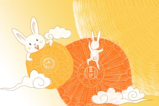 中秋节兔子吃月饼图片素材免费下载
