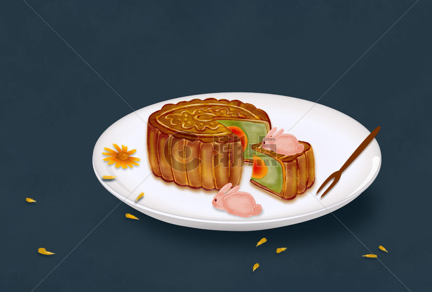 中秋月饼插画图片素材免费下载