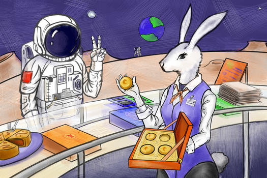 兔子销售员与宇航员图片素材免费下载