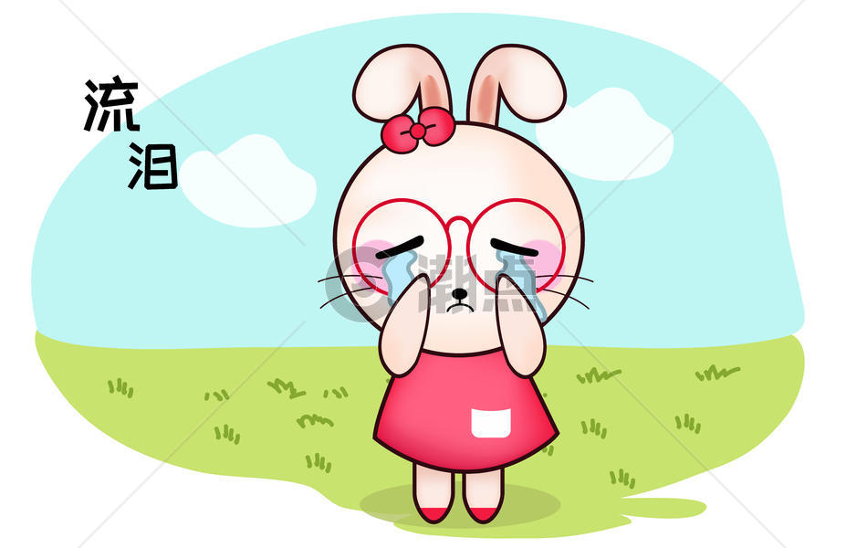 甜咪兔卡通形象流泪配图图片素材免费下载