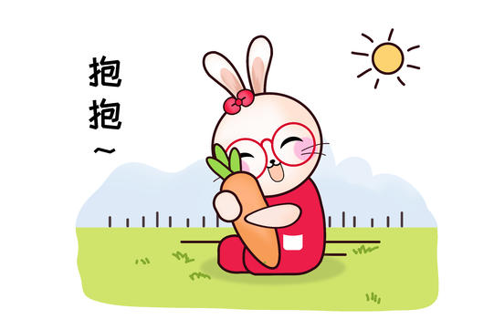 甜咪兔卡通形象抱抱配图图片素材免费下载