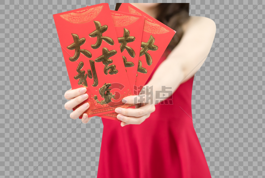 年轻女性新年发红包设计元素2066*1393图片素材免费下载-编号153987-潮点视频