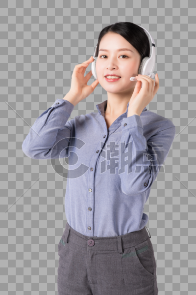 戴着耳机的客服人员形象图片素材免费下载