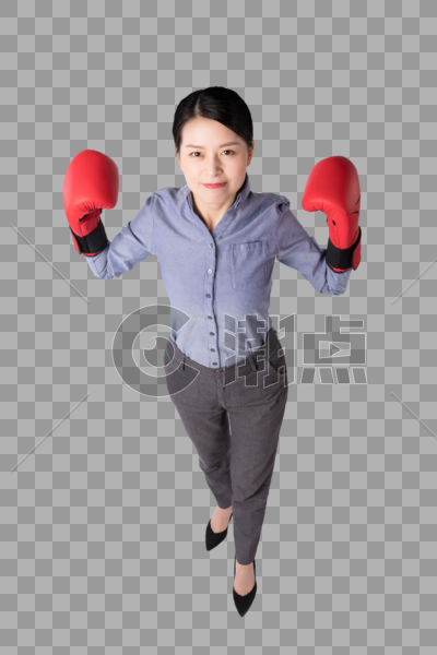 带着拳击手套的职场女强图片素材免费下载
