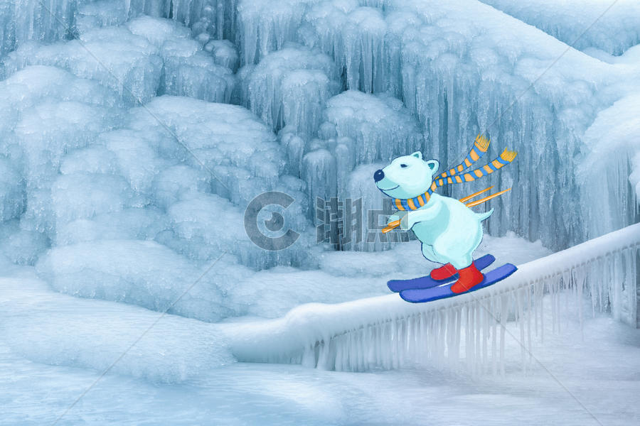 滑雪北极熊图片素材免费下载