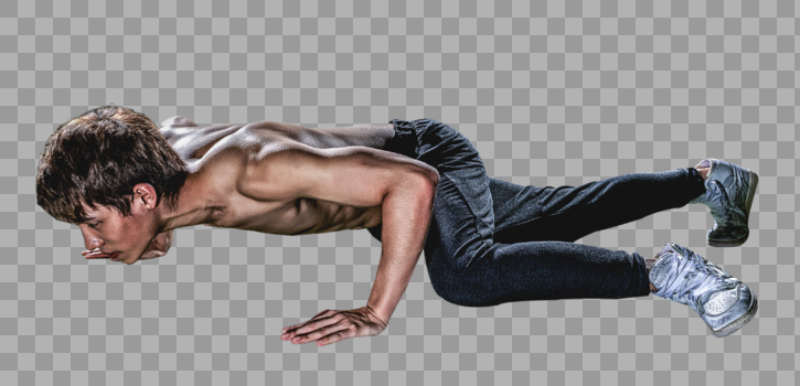 健身房强壮男性做俯卧撑图片素材免费下载