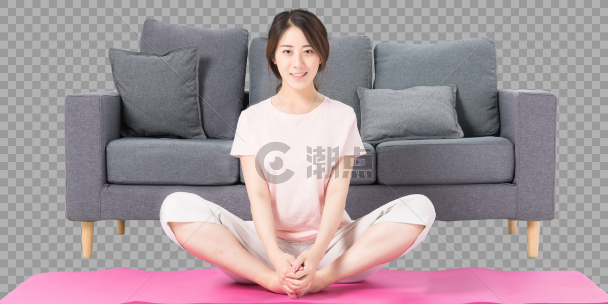 居家女性练瑜伽图片素材免费下载