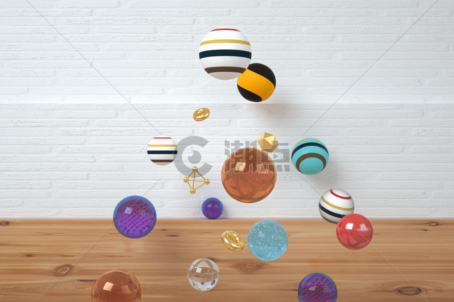 室内抽象玻璃球图片素材免费下载