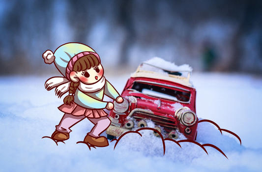 冬天的玩具汽车图片素材免费下载