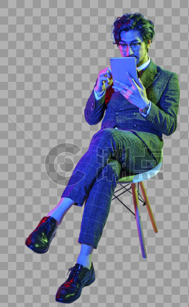 商务男性色彩创意使用平板电脑图片素材免费下载