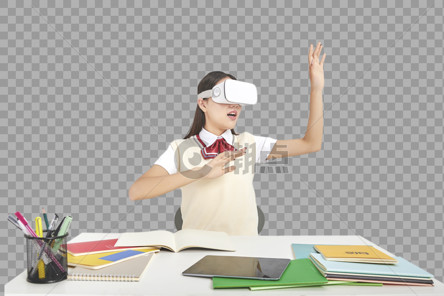 高中生女高中形象虚拟现实动作图片素材免费下载