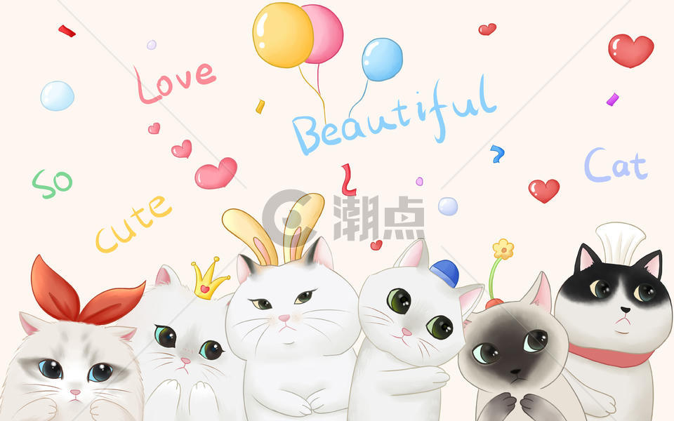可爱猫咪卡通动物图片素材免费下载