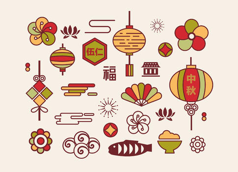 中国风传统中秋节日月饼元素图片素材免费下载