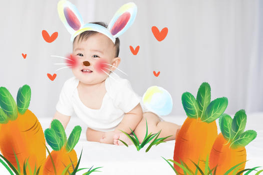 宝宝变兔子图片素材免费下载