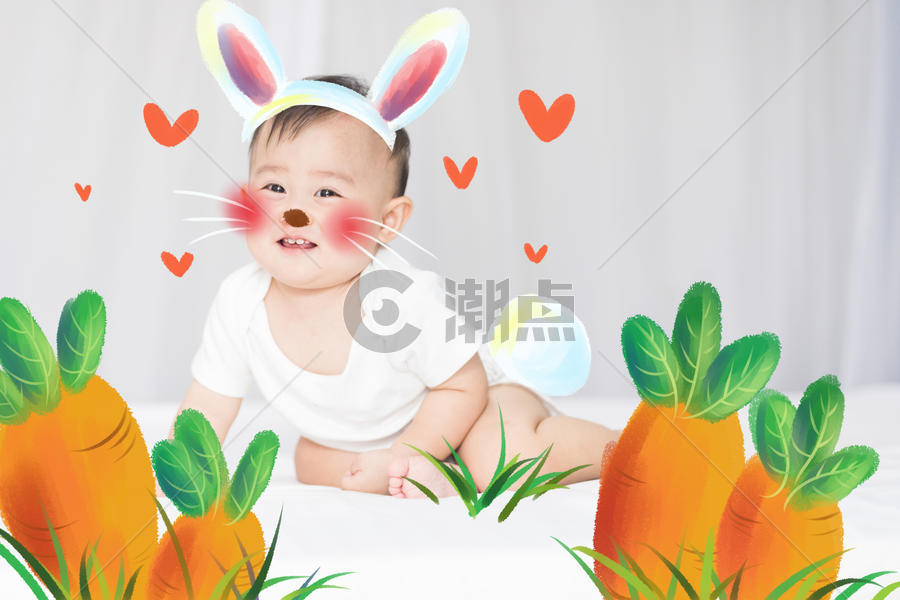 宝宝变兔子图片素材免费下载