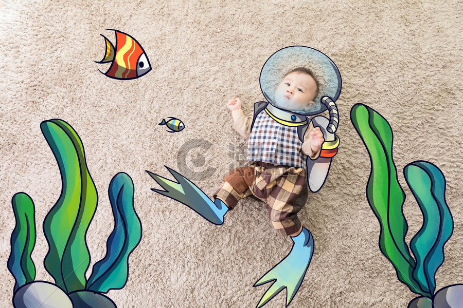 宝宝的海底世界图片素材免费下载