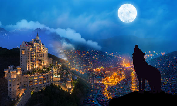城堡夜景图片素材免费下载