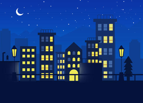 夜晚灯火通明的城市图片素材免费下载