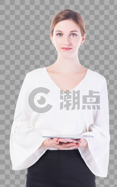 外国女性白领展示平板电脑图片素材免费下载