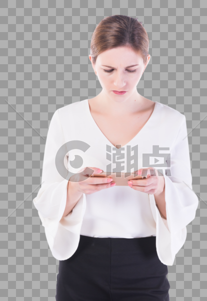 外国女性白领用手机玩游戏图片素材免费下载