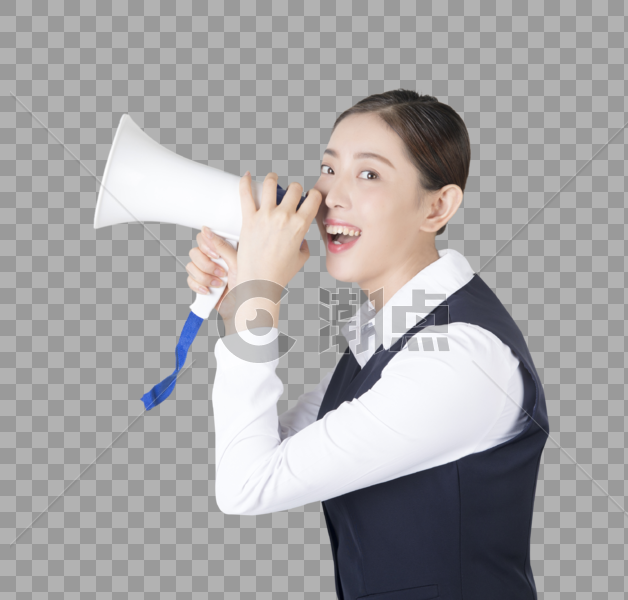商务女性用喇叭喊口号图片素材免费下载