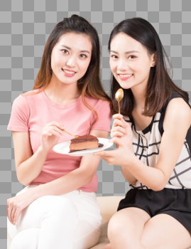 女性吃甜品图片素材免费下载