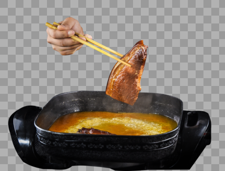 热气腾腾的煮腊肉图片素材免费下载