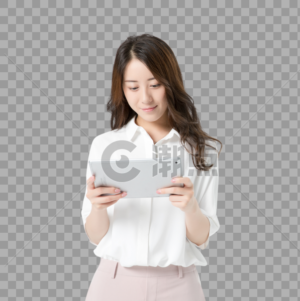 商务女性使用平板电脑图片素材免费下载