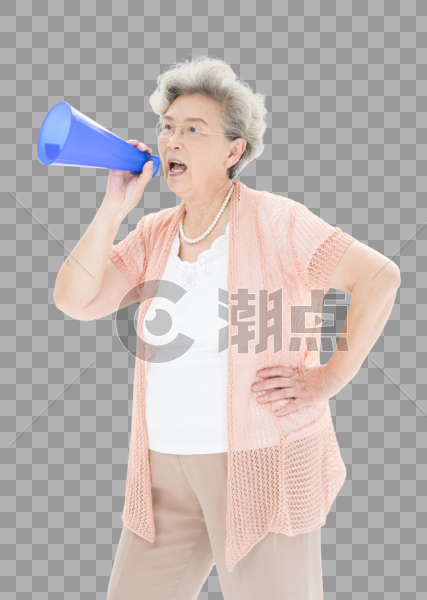 老年奶奶喇叭喊话图片素材免费下载