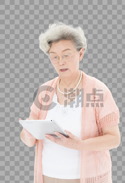 老年奶奶使用平板电脑图片素材免费下载