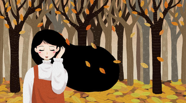 女孩在秋天的树林里图片素材免费下载
