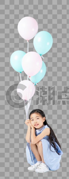 拿着气球的小女孩图片素材免费下载