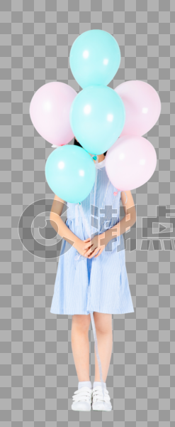 拿着气球的小女孩图片素材免费下载