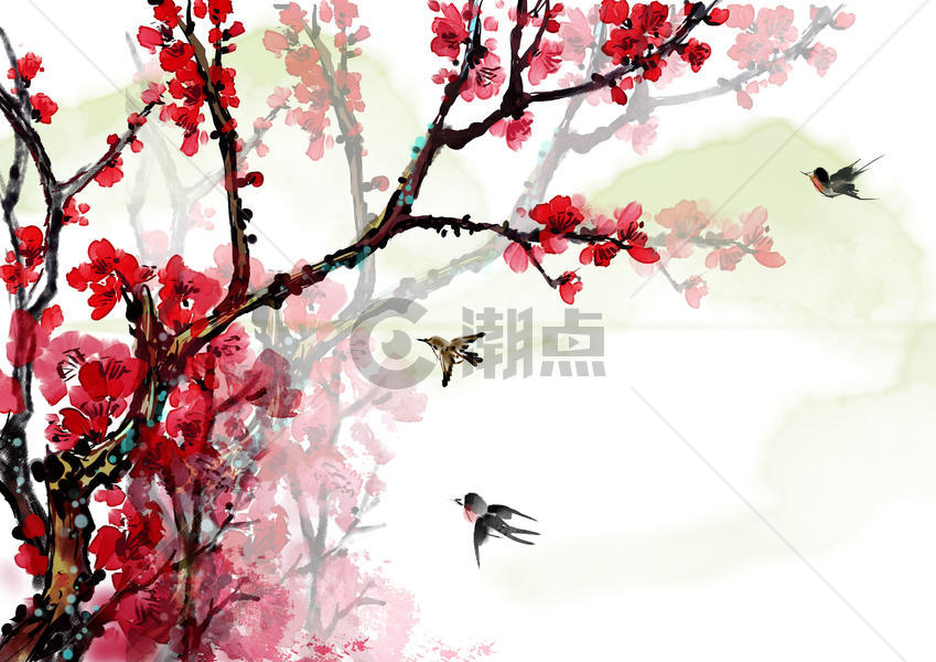 中国风水墨红梅图片素材免费下载