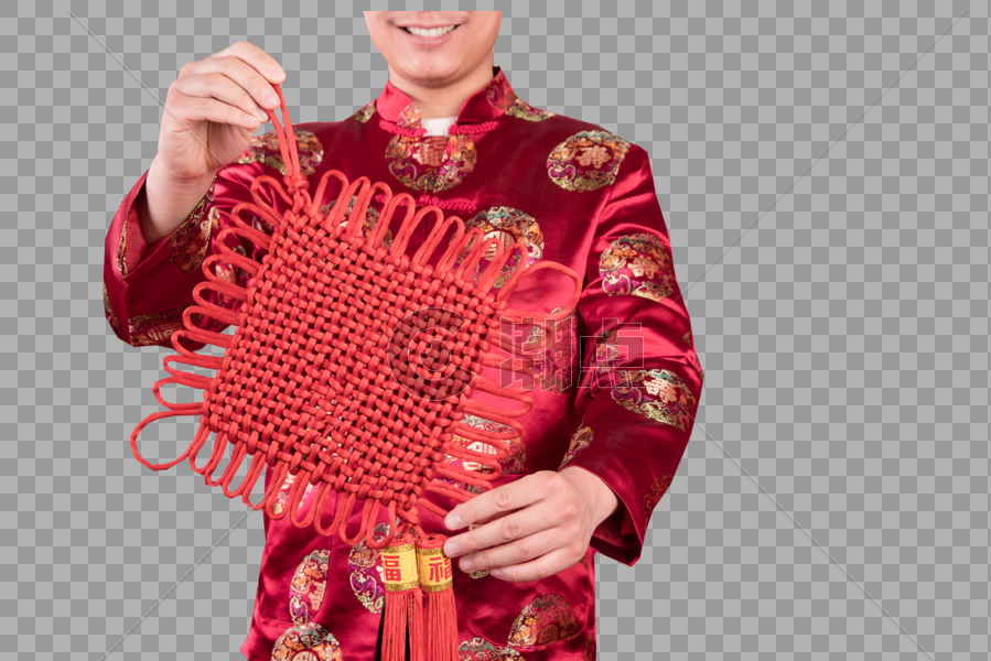 新年男性手拿中国结图片素材免费下载