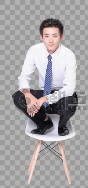 蹲凳子上的商务男性图片素材免费下载