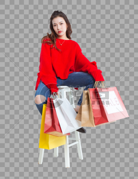 时尚女性手拎购物袋棚拍图片素材免费下载