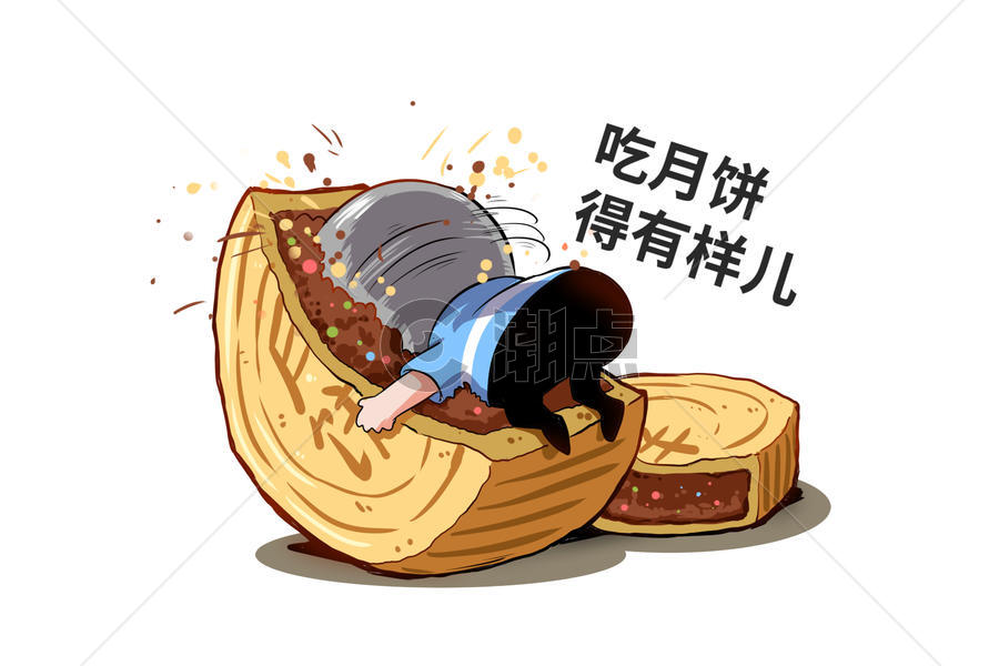 乐福小子卡通形象吃月饼配图图片素材免费下载