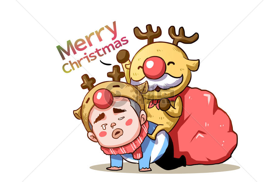 乐福小子卡通形象圣诞快乐配图图片素材免费下载